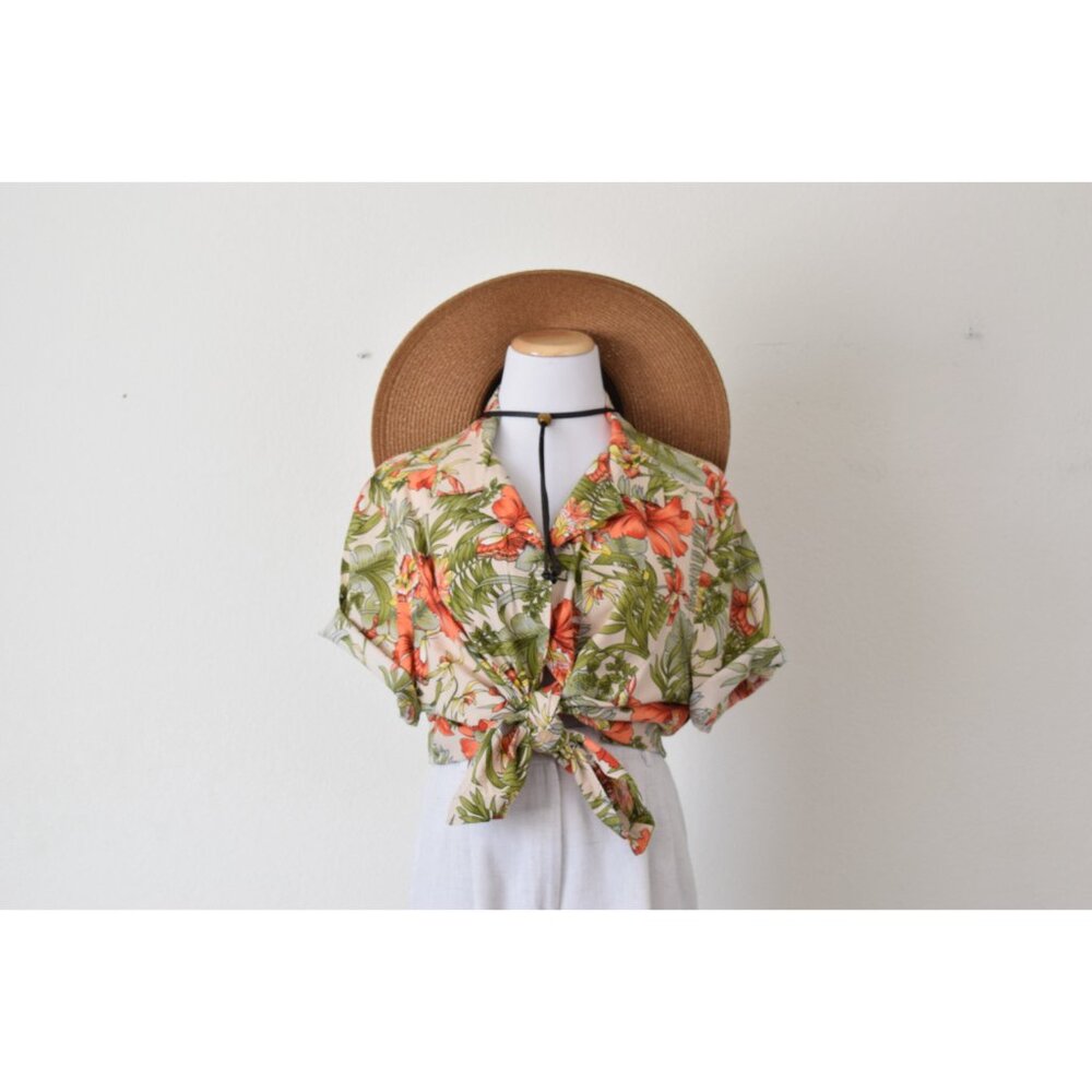 Plus Size‎ Vintage Floral 90s Button Down Cotton/Rayon Shirt size 2X - Picture 9 of 10